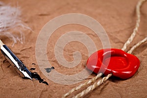 Pen and wax seal stamp