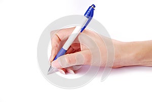 Pen in woman hand