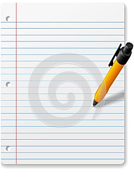 Pen writing drawing on notebook paper background