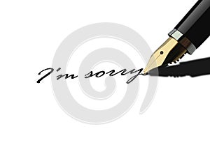 Pen writing I am sorry