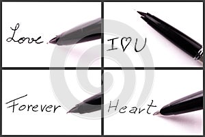 Pen writing a love frases on paper photo