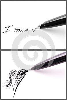 Pen writing a love frases on paper photo