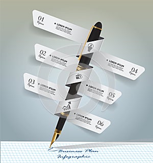 Pen writing plan for business infographic design.