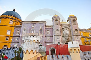 Pena Palace in Sintra, Lisbon, Portugal. Famous landmark. Most beautiful castles in Europe