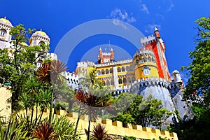 The Pena palace in Sintra, Portugal Parque e Palacio Nacional da Pena, A UNESCO World Heritage Site. photo