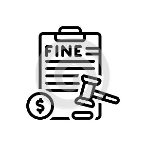 Black line icon for Penalties, amercement and financial photo