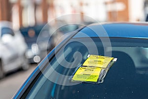 Penalty Charge Notice on Car Windscreen parked on British road in England