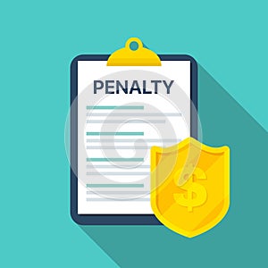 Penalty document with money shield in a flat design photo