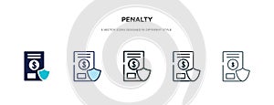 Penalty icon in different style vector illustration. two colored and black penalty vector icons designed in filled, outline, line