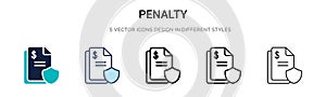 Penalty icon in filled, thin line, outline and stroke style. Vector illustration of two colored and black penalty vector icons photo