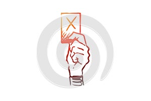 Penalty, judge, punishment, law, symbol concept. Hand drawn isolated vector.