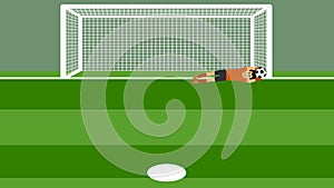 Penalty shot with goalkeeper at soccer