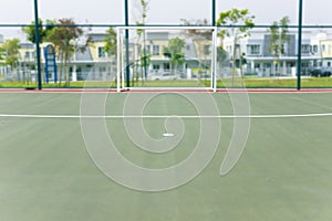 Penalty spot and goal post futsal court