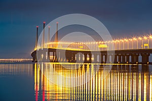 Penang Bridge of George town during sunrise