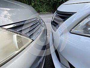 Penang, Malaysia - March 27, 2021 : View of a car wheel parking very near to a roadside kerb