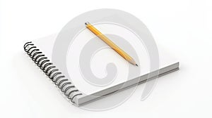 The pencil is accompanied by a spiral bound notebook with a diary or organizer page