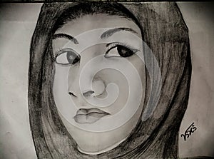 Pencil art Sketch in muslim girl