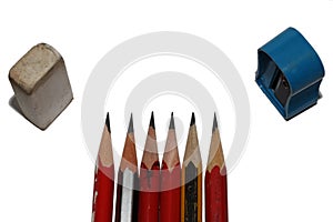 pencil as white isolate background stock photo,concept image of color pencil and black pencil on white background