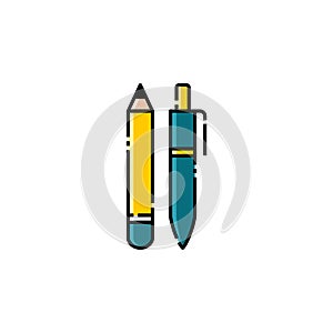 Pencil and Ballpoint Lineal Icon - Back to school icon