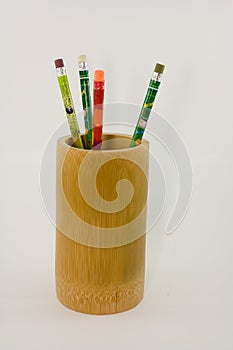 Pencil in a bamboo