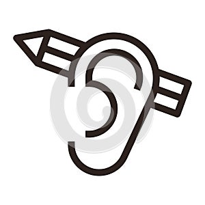 Pencil behind ear, creativity symbol