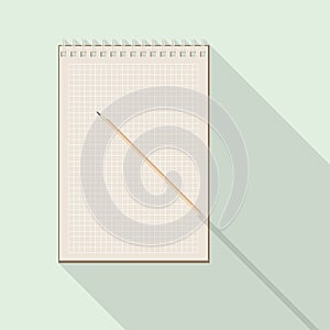 Pencil and blank checkered kraft paper notebook
