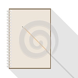 Pencil and blank kraft paper notebook
