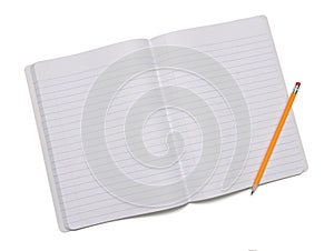 Pencil and blank notebook