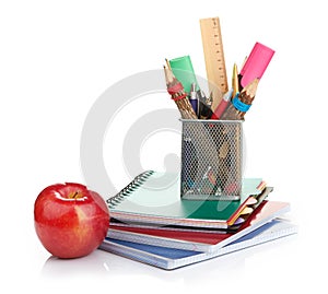 Pencil box with school equipment