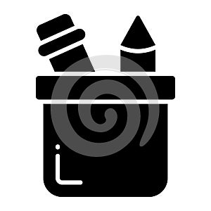 Pencil box vector icon, stationery tools box