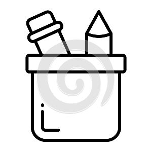 Pencil box vector icon, stationery tools box
