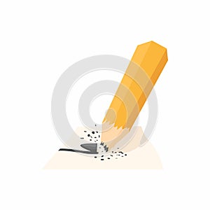 Pencil with a broken rod icon, cartoon style