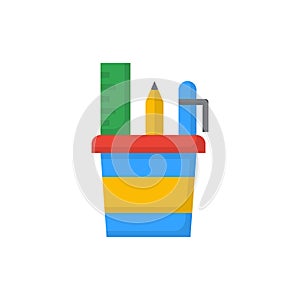 Pencil Case icon flat color vector