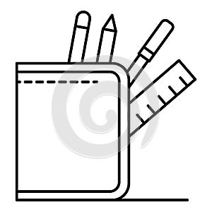 Pencil case icon, outline style