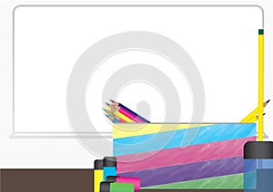 Pencil case vector classsroom background