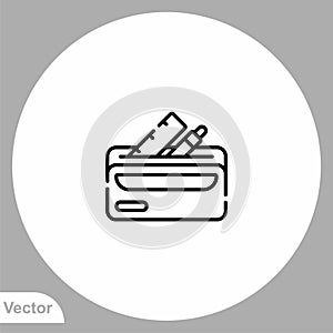 Pencil case vector icon sign symbol