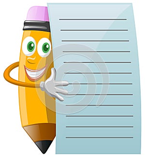 Pencil Character with note paper