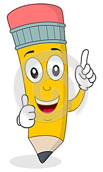 Pencil Character with Thumbs Up photo