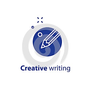 Pencil in circle, copy writing, content writing, creative storytelling concept, vector icon