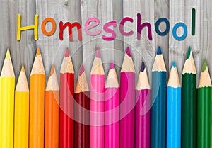 Pencil Crayons with text Homeschool