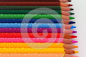 Pencil Crayons with Water Droplets