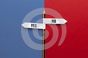 Pencil - direction indicator - choice of yes or no