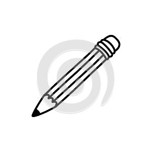 Pencil doodle icon, vector color line illustration