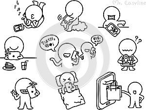 Pencil drawing as vector of mobile character