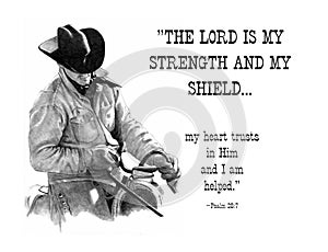 Pencil Drawing of Cowboy with Bible Verse