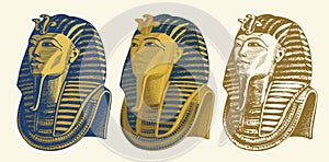 Pencil drawing, Golden mask of pharaoh Tutankhamun