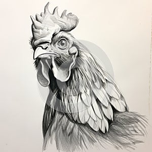 Black And White Hen Portrait: A Sketch In Joe Madureira Style photo