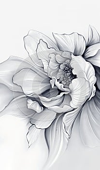 pencil drawing style of a large flower