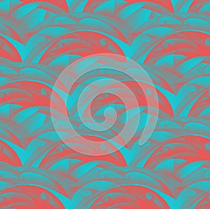 Pencil drawn seamless geometric background in light blue and red colors.