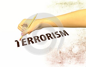 Pencil Erasing Off The Word Terrorism Illustration